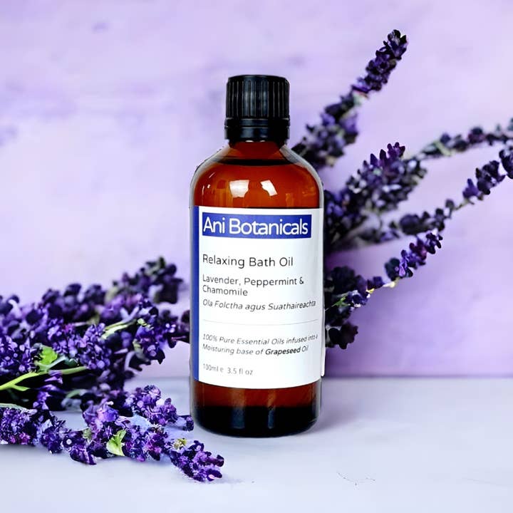 Relaxing - Bath and Massage Oil - Lavender, Peppermint and Chamomile for wholesale by Ani Botanicals