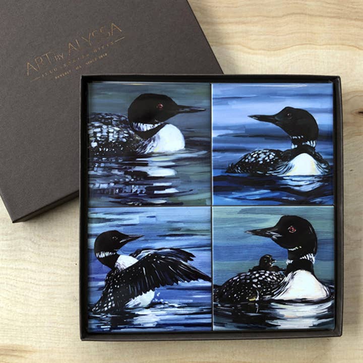 Loons Coaster Set for wholesale by Art by Alyssa