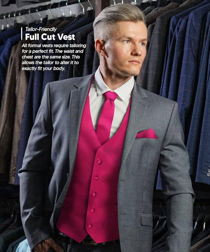 Dubal Brothers - Wholesale Suit Vest - Men's - Vittorio Farina Solid Satin Vest Set (White Back) Var. 01 (Beige-Maize)16