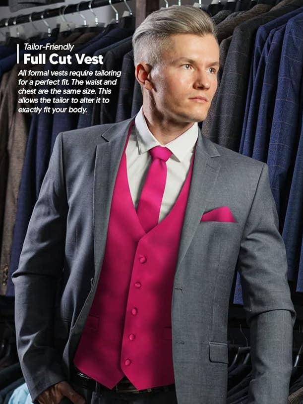 Dubal Brothers - Wholesale Suit Vest - Men's - Vittorio Farina Solid Satin Vest Set (White Back) Var. 01 (Beige-Maize)16