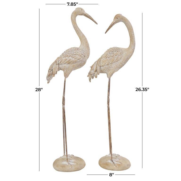 Will's Company - Wholesale Sculpture - Ivory Polystone Crane Sculpture - Set of 21