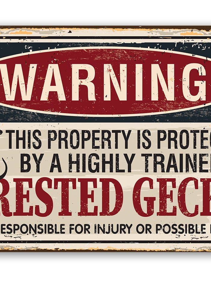 Property Protected By Crested Gecko - Metal Sign for wholesale by Lone Star Art Metal Signs