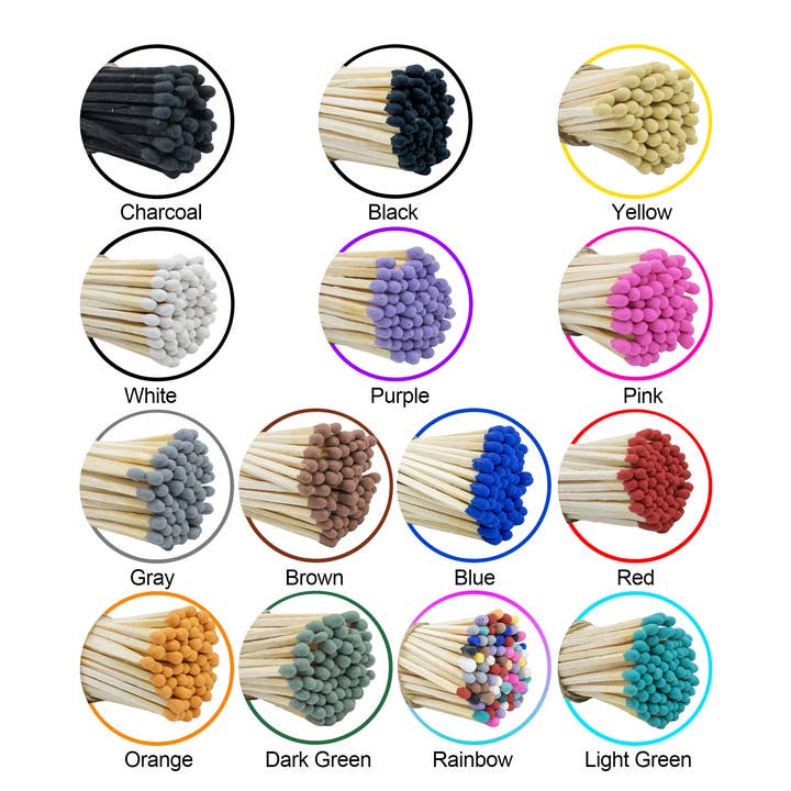 Chandler Studio - Wholesale Matches - 3" Matchsticks bulk loose 14 colors options - 100pcs
