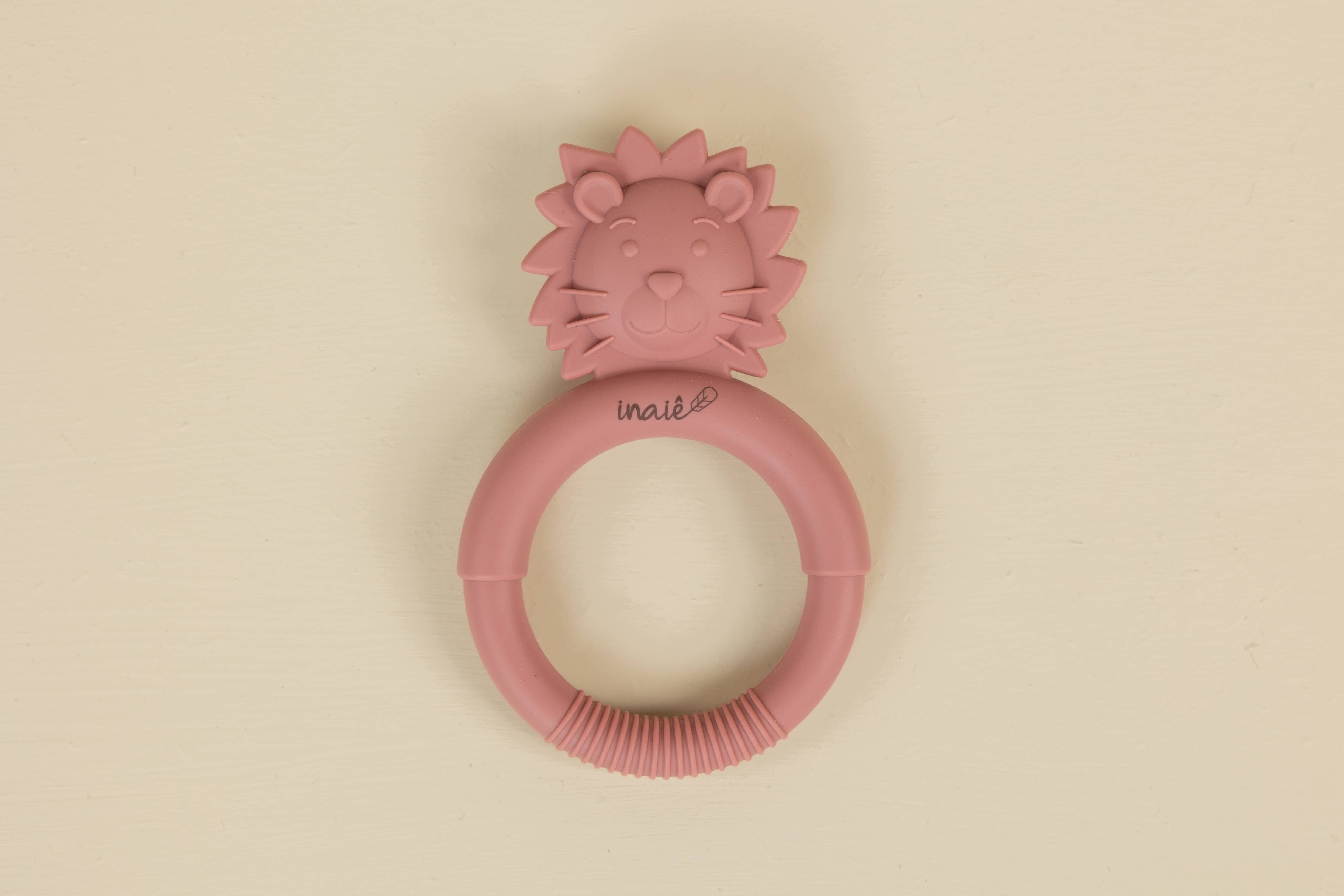 Inaiê - Vente Anneau de dentition sans clip – bébé - Anneau de dentition lion en silicone alimentaire2