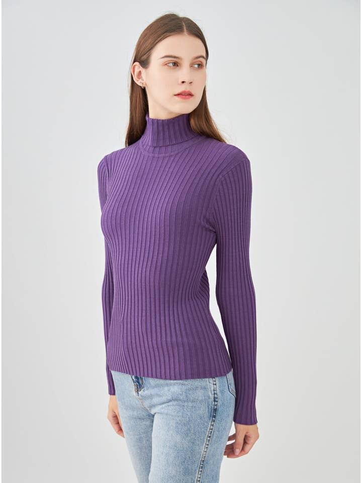 jw.atelier - Vendita all'ingrosso Maglione tricot - Donna - Maglione dolcevita a coste in seta elasticizzata13