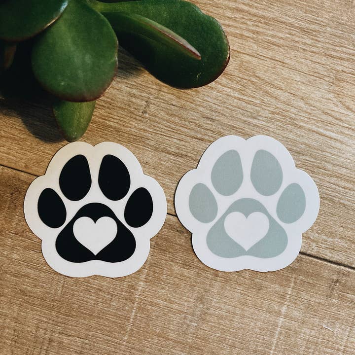 Paw Print & Heart Vinyl Sticker/Weatherproof/Decal/Paw Print for wholesale by Tiny Acres Co