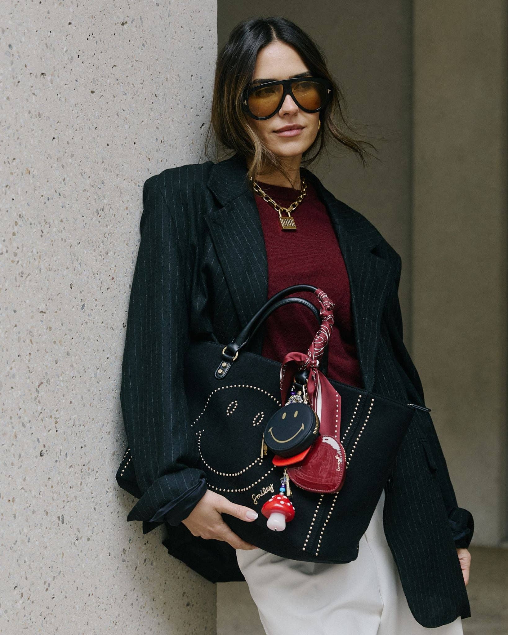 WEAT - Wholesale Tote Bag - Women's - Big Tote Bag Smiley® Denim Black1