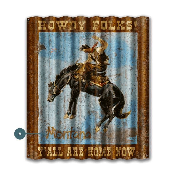 Howdy Folks Bronc Rider - Corrugated Metal Wall Art for wholesale by Old Wood Signs