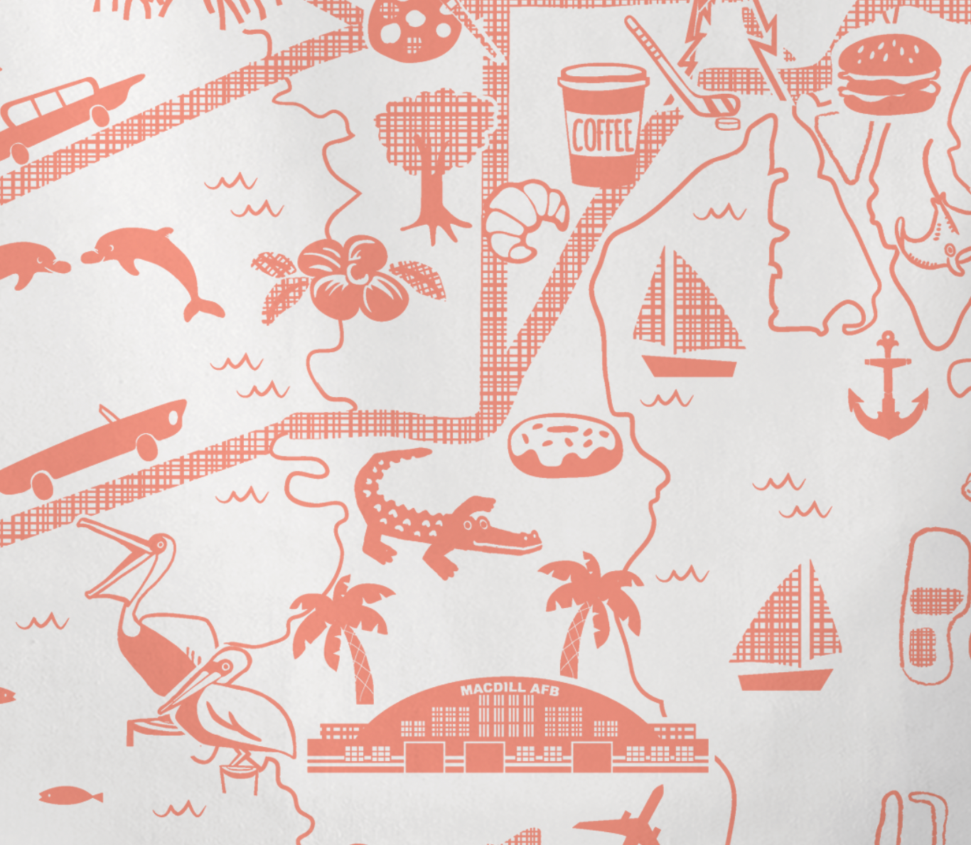 Miss Johnny Squirrel - Wholesale Tea Towel - Tampa Map Tea Towel 4