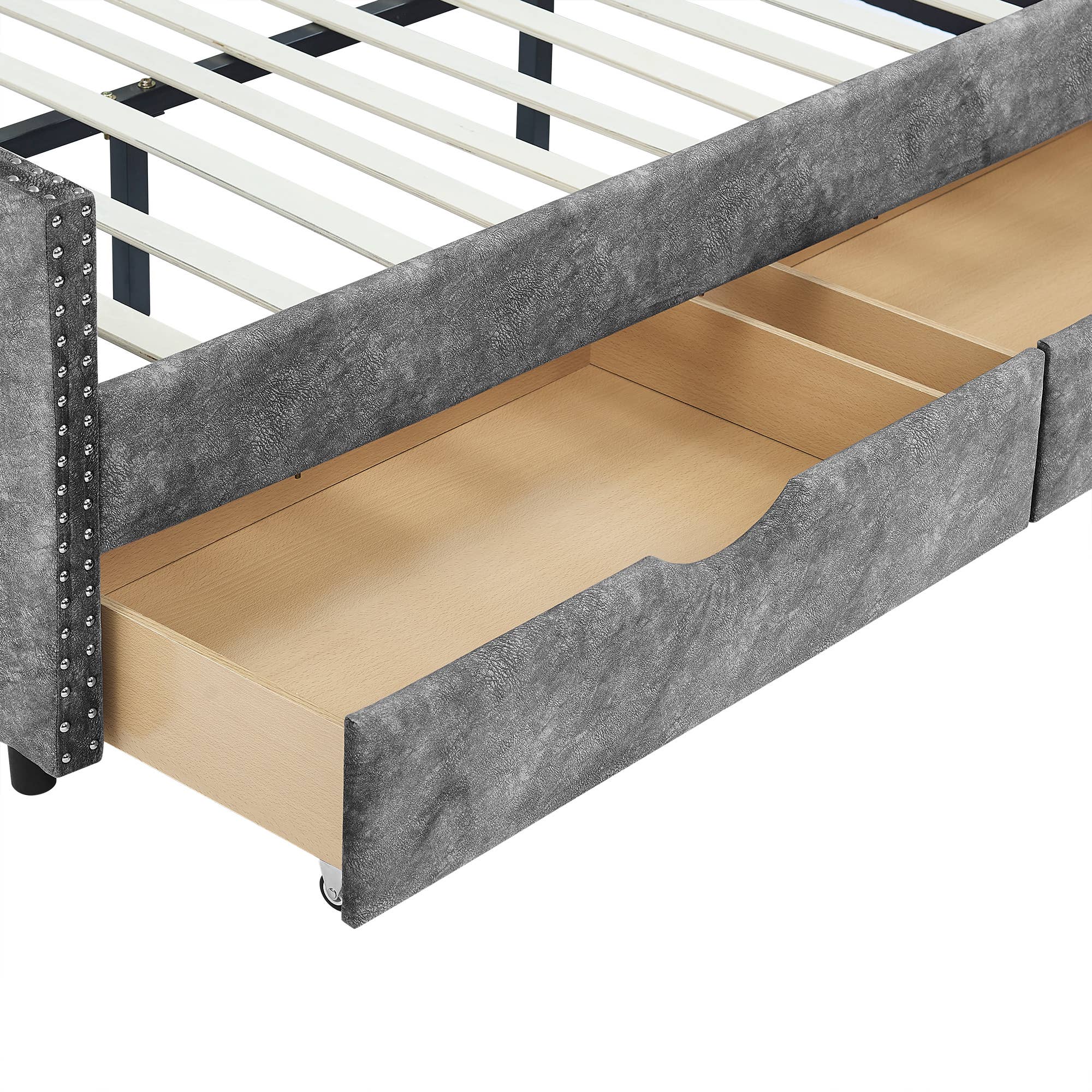 HOMYCASA DESIGN INC - Vente Canapés - Lit de jour capitonné taille Queen avec tiroirs canapé-lit tufté10