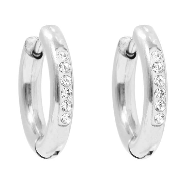 18K Gold PVD Stainless Steel CZ Huggie Hoop Earrings for wholesale by WJW