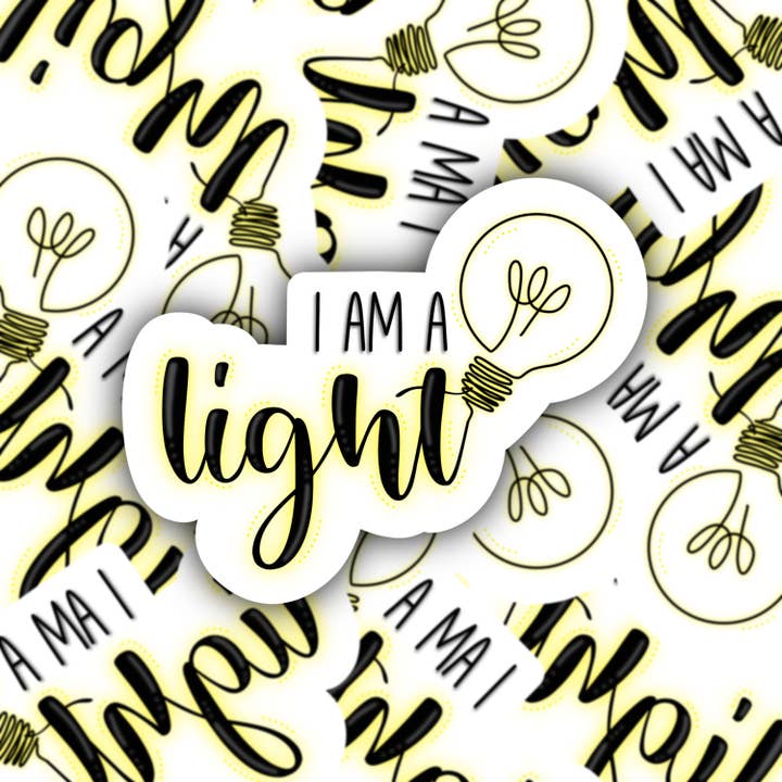 Autocollant simple imperméable I Am A Light Positive Affirmation pour la vente par Stand Tall and Create