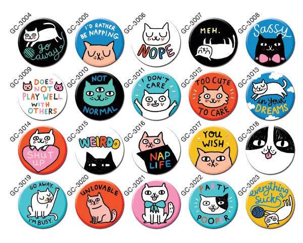 Badge Bomb – Alfinete/botão de lapela por atacado – Caixa de Botões "Cattitude" 1"1