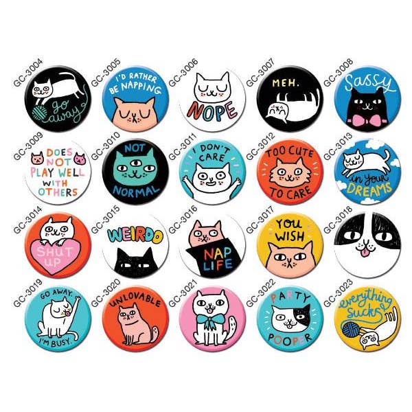Badge Bomb - Wholesale Lapel pin/button - Cattitude 1" Button Box1