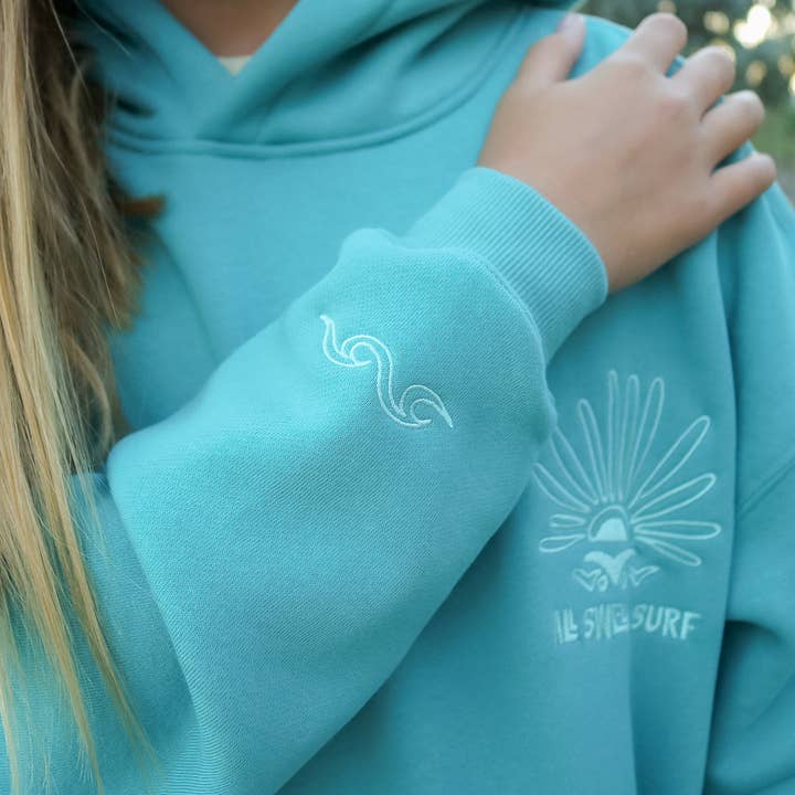 Sea Glass Surf Embroidered Hoodie for wholesale by All Swell Surf