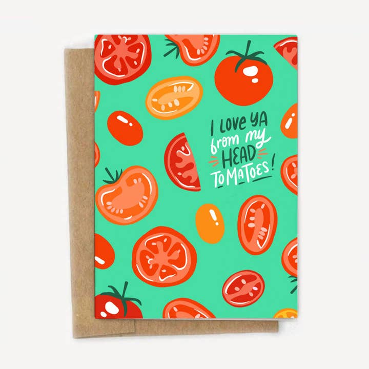Love Ya From My Head Tomatoes Valentine Love Card for wholesale by A Fink & Ink