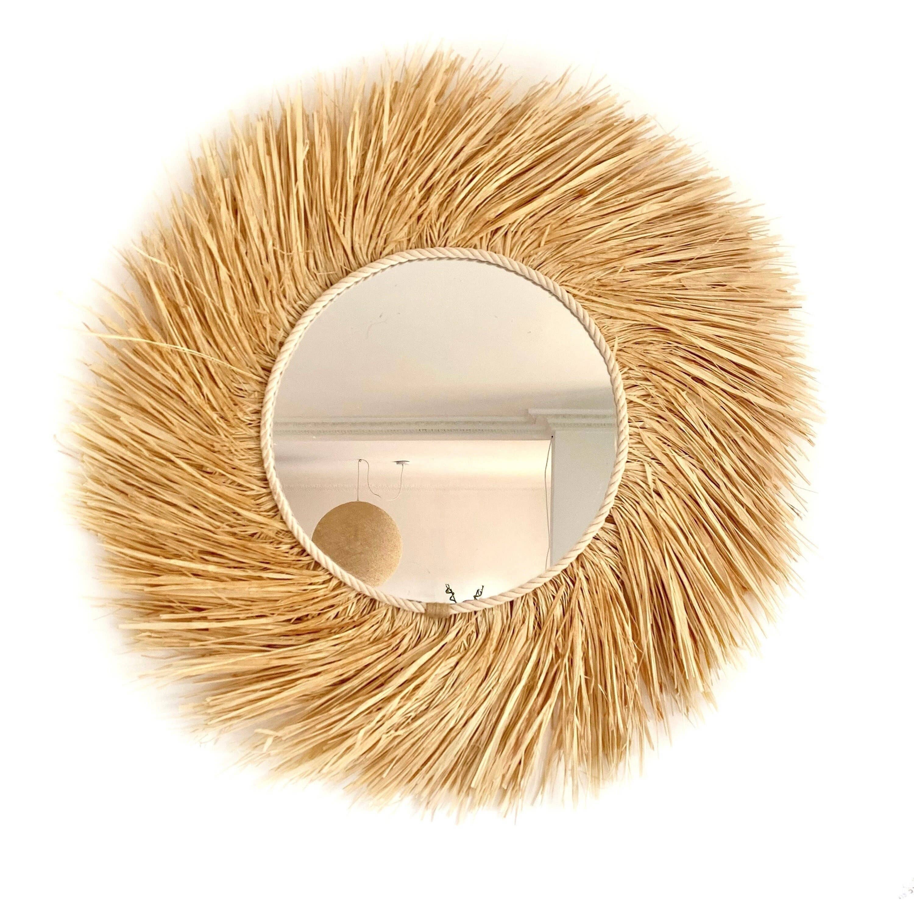 Geometrik Design - Wholesale Wall Stone - Natural Raffia Decorative Mirror4
