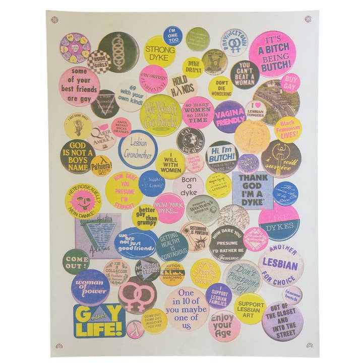 Snatch Magazine - Wholesale Art Print - Lesbian Buttons Risograph Print - LGBTQ+ Art Print0