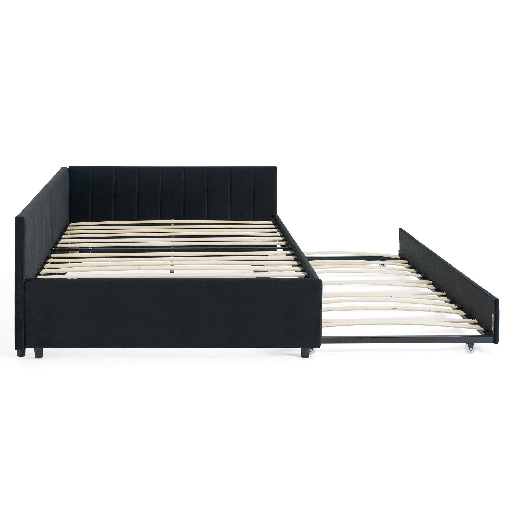 VTNG50 - Wholesale Bed - Velvet Upholstered Daybed with Trundle and Storage Drawers and Tufted Back, Sofa Bed Frame, Black43