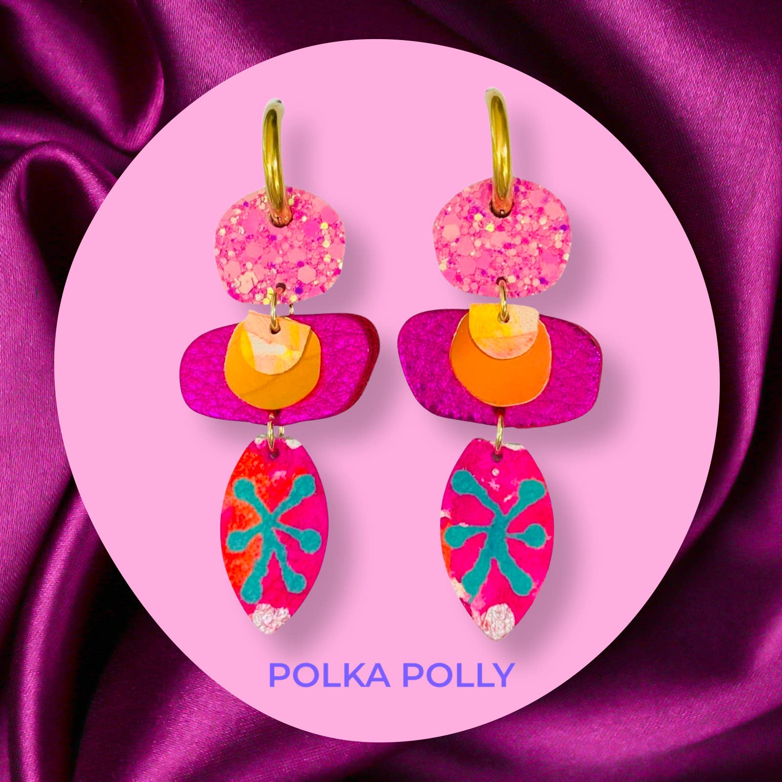 Polka Polly - Wholesale Dangle earrings - Pink Zinnia