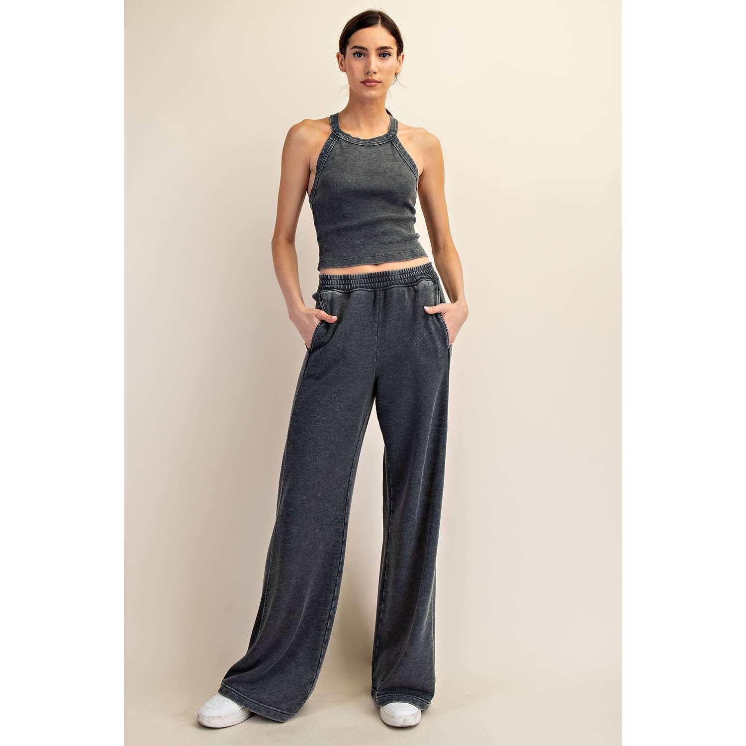 Rae Mode - Vente Pantalon – femme - PANTALON LARGE CÔTÉ CÔTELÉ LAVÉ MINÉRAL15