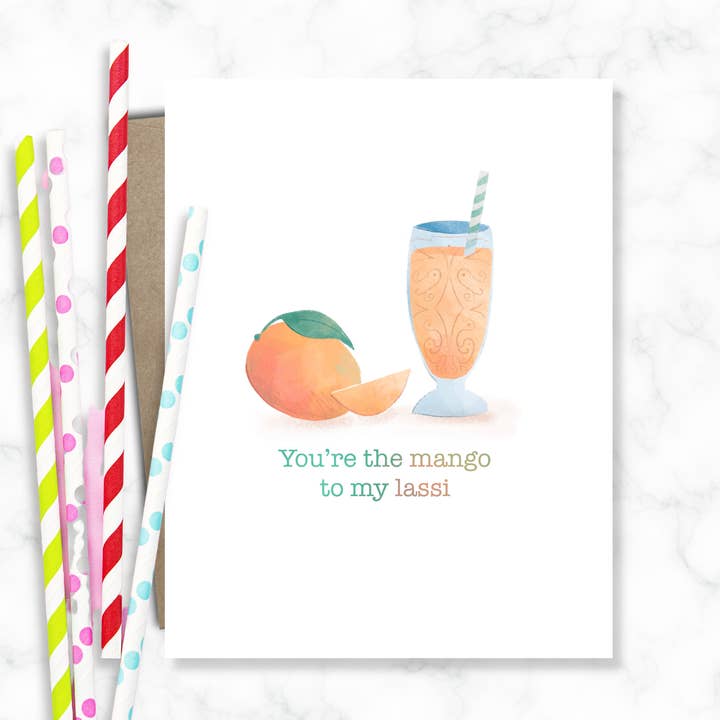 Carte d'amitié - Lassi à la mangue pour la vente par Katie Stack Illustrates