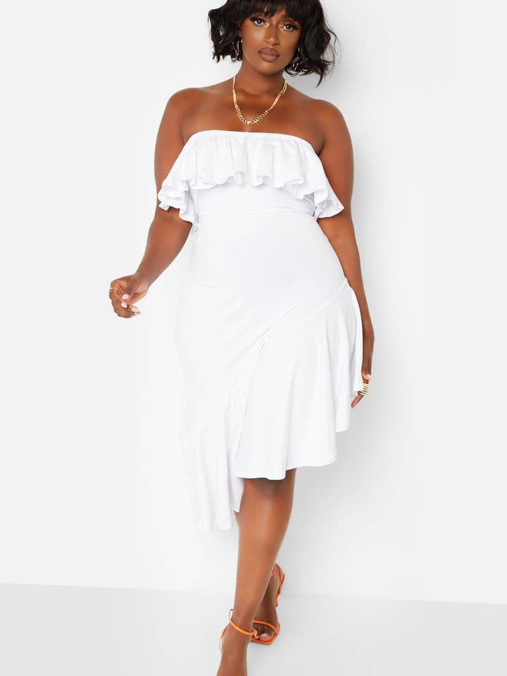 Blanc Robe sans manches à volants Ray of Sunshine - Blanc en vente sur Faire2