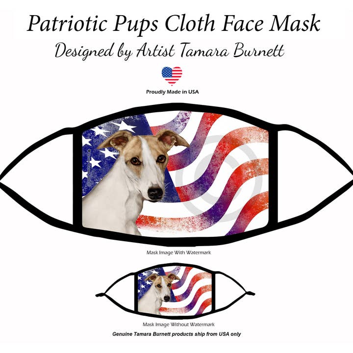 Pet Gifts USA, LLC - Wholesale Pet Bandana - Dog - Whippet Tan and White Patriotic Pup Mask