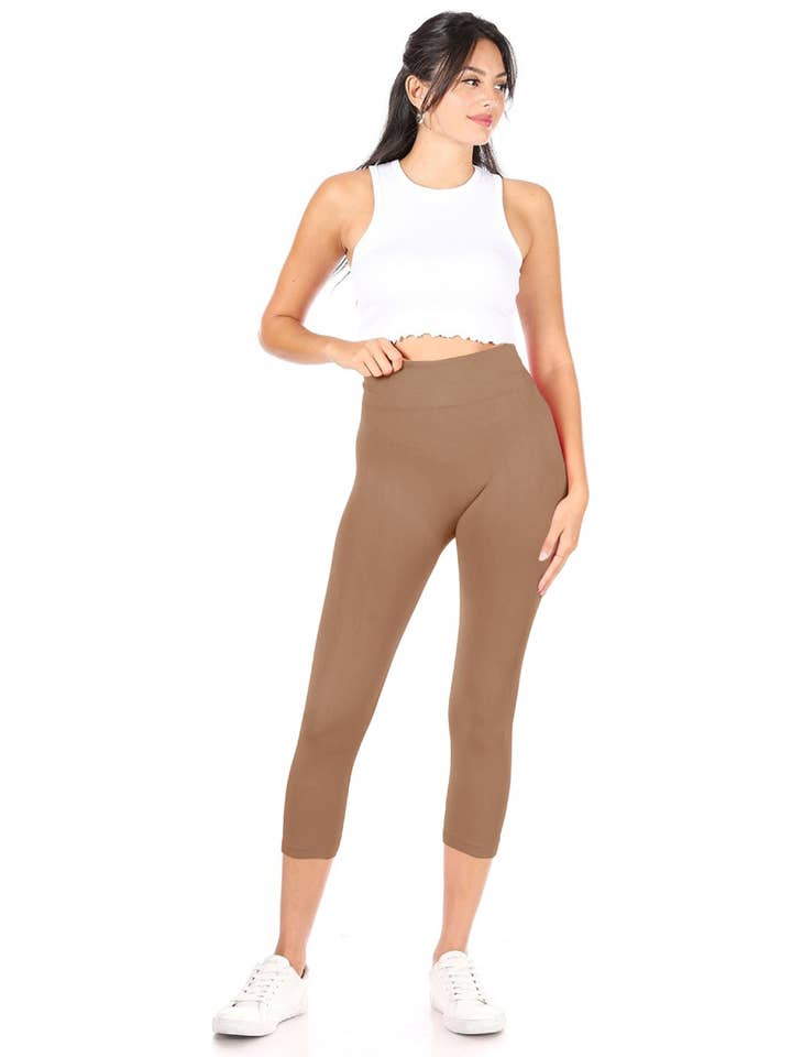 MOA COLLECTION - Wholesale Athletic/Lounge Leggings - Women's - Women's Casual Solid Seamless Capri Leggings26