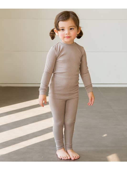 Rib Modal Ribbed knit Beige Long Sleeve Pjs for wholesale on Faire2