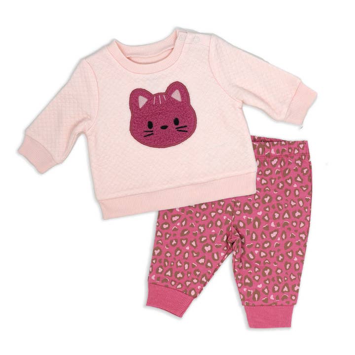 Conjunto de dos piezas de forro polar para niñas: Gatito para venta al por mayor de Rose Textiles