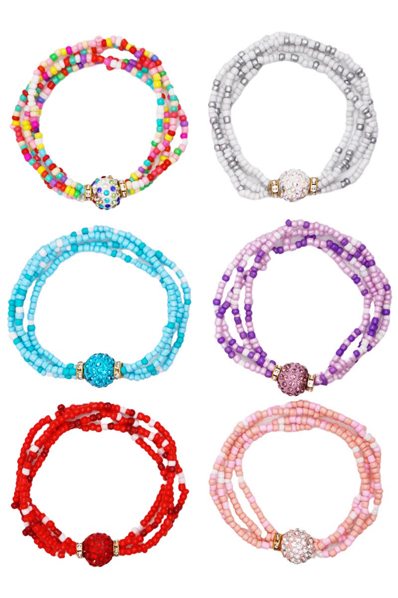 Cap Zone - Wholesale Beaded Bracelet - Bling Rhinestone Orb Pendant Multi-Wrap Beaded Bracelet2