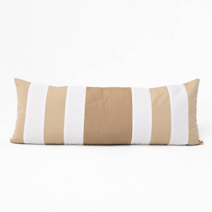 BHD HOME - Wholesale Lumbar pillow - Outdoor Nautical Regent Stripe Beige Long Lumbar Cushion 35 x 90cm