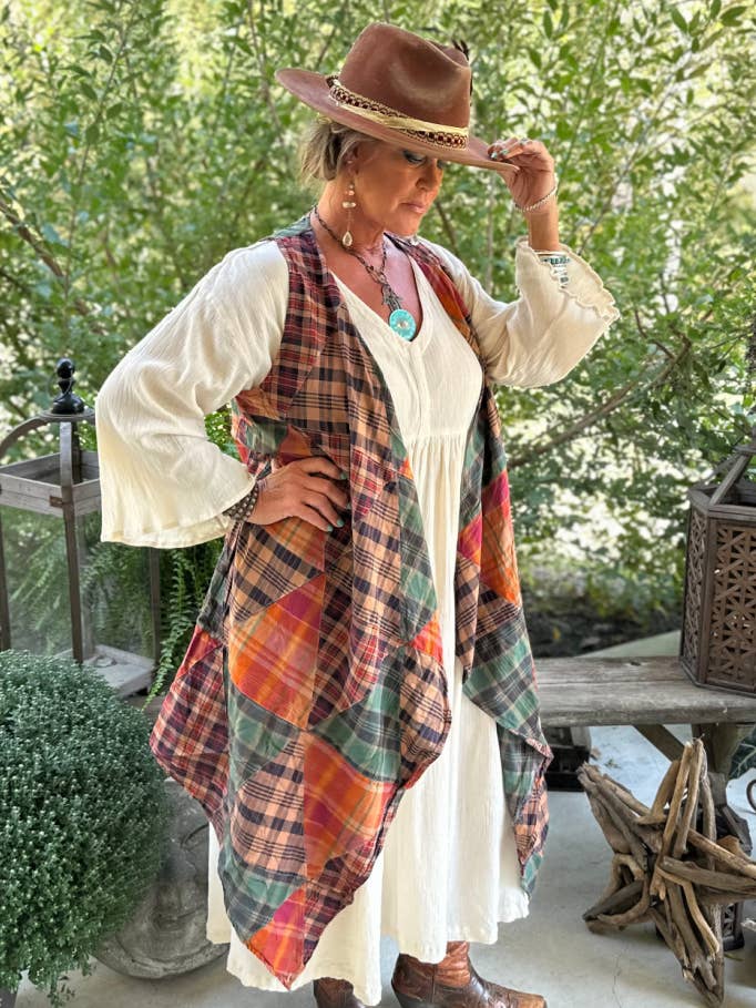 Chaleco Look of Love, a cuadros para venta al por mayor de Jaded Gypsy