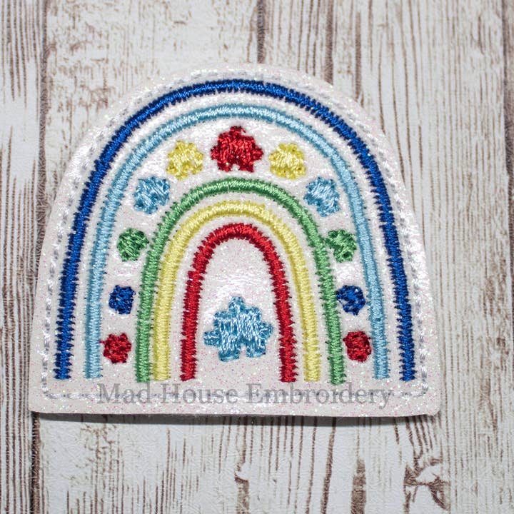 Autism Rainbow Feltie | Autism Rainbow Felt | Uncut Autism Rainbow Feltie | Uncut Vinyl Feltie | Uncut Felt | Felt Applique | Felties | Felt for wholesale by Mad House Embroidery