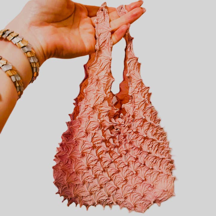 House of Shokunin - Wholesale Grocery/Shopping Bag - Bag Organizer Insert Shrinkable Bag Handmade Purse Washable Bag Gift Bag Japanese Shibori Bag, Stretchy Bag Tote Bag Stretchy Grocery Bags 1