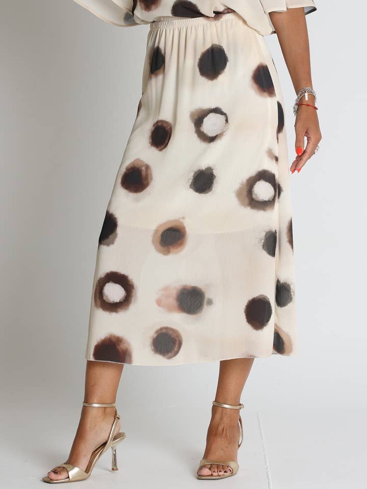 380038N BEDRUCKTER KREIS-CHIFFONROCK für den Großhandel von LOURDES CASTILLO