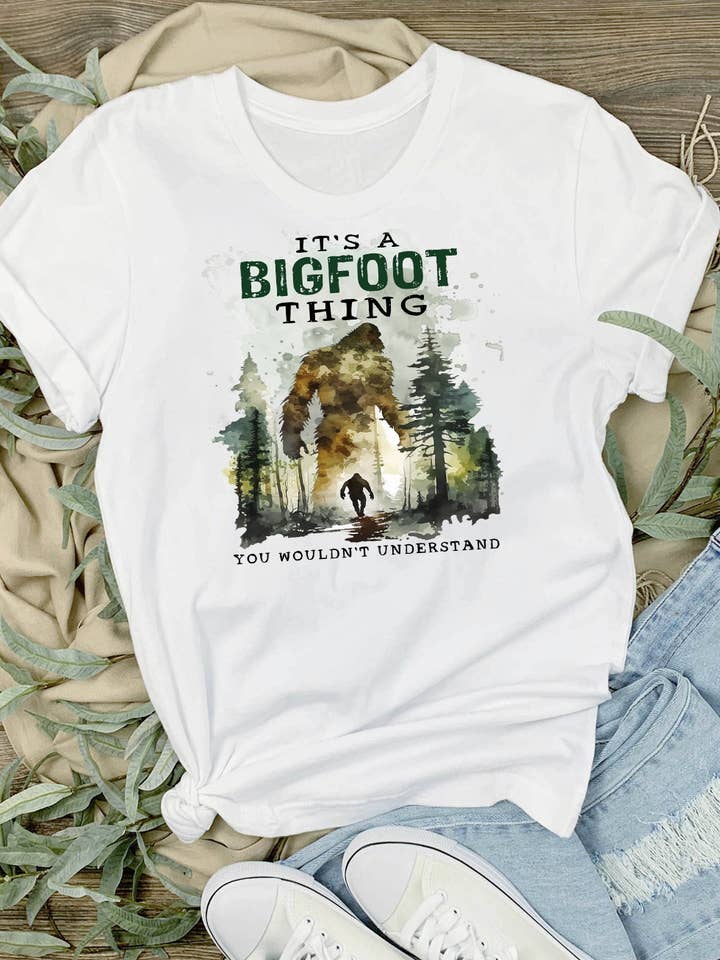 White It's A Big Foot Thing Sasquatch T-Shirt for wholesale on Faire
