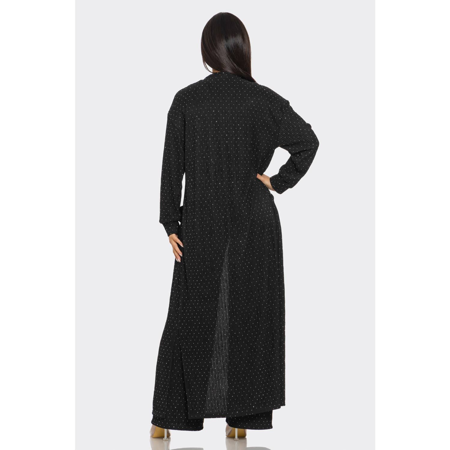 ITSSY – Engroshandel Loungesæt - Dame – Rhinestone Cardigan Crop Top Loungewear Buksesæt9