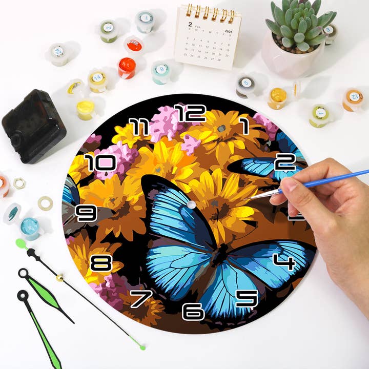 Paint Your Numbers - Wholesale DIY Craft Kit - Paint the Moment – Butterfly Bloom Clock Kit21