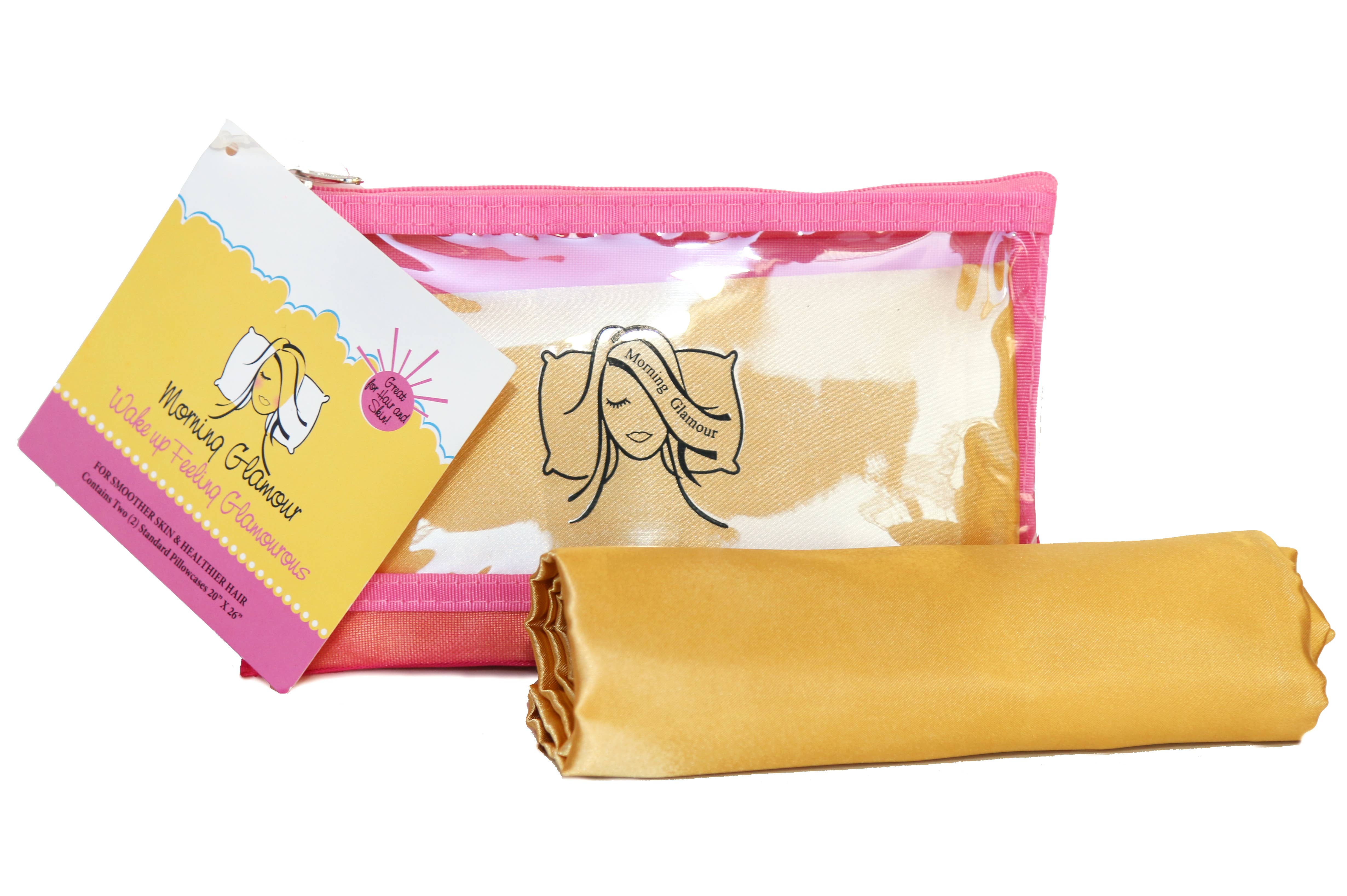 Morning Glamour - Wholesale Makeup/Cosmetic Bag - Single Satin Pillowcase in reuseable Makeup Bag2