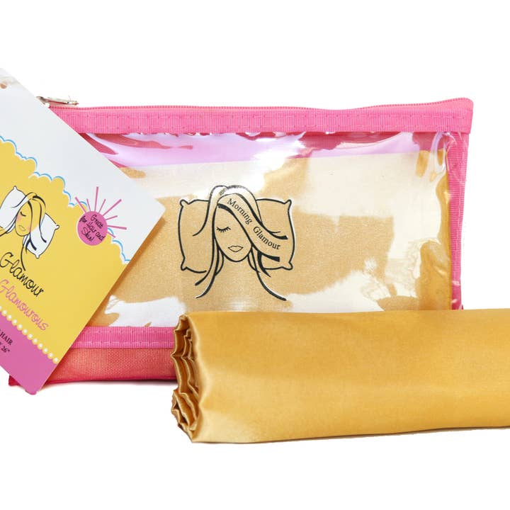 Morning Glamour - Wholesale Makeup/Cosmetic Bag - Single Satin Pillowcase in reuseable Makeup Bag2