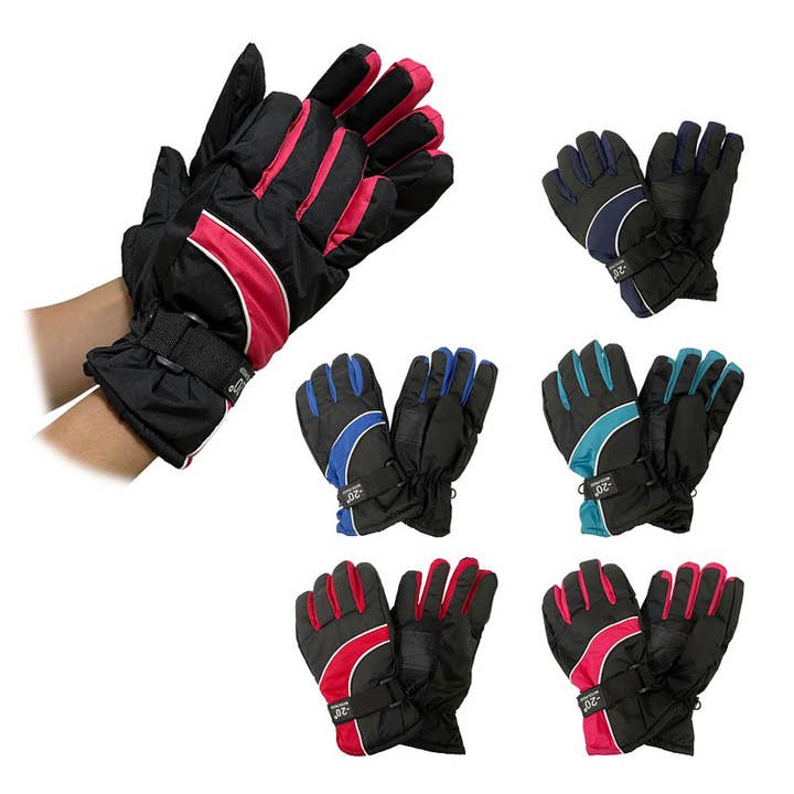 Men's Ski Gloves 6 Assorted Colors for wholesale by Deluxe Import Trading