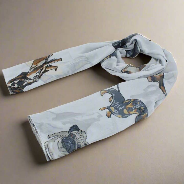 Tørklæde Hunde Lysegrå for engroshandel hos Grays 1922