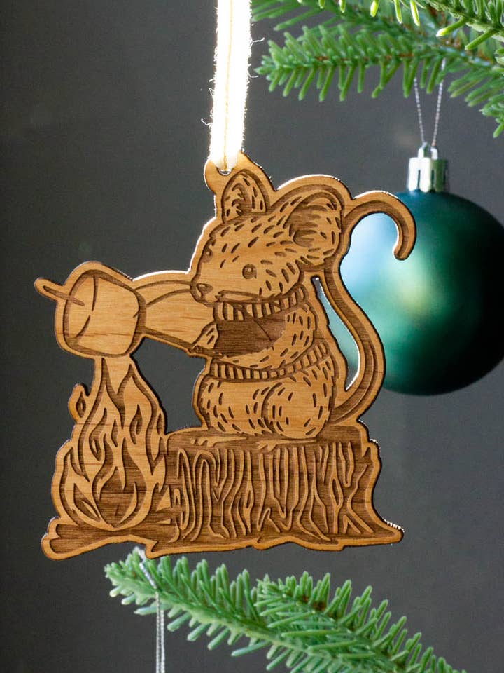 Marshmallow Mouse Wood Ornament for wholesale by Hereafter