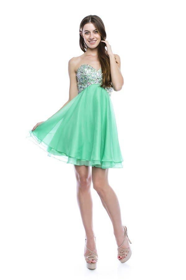 Chicas – Engroshandel Kjole - Dame – Kort chiffon kjole med rhinestones C15610