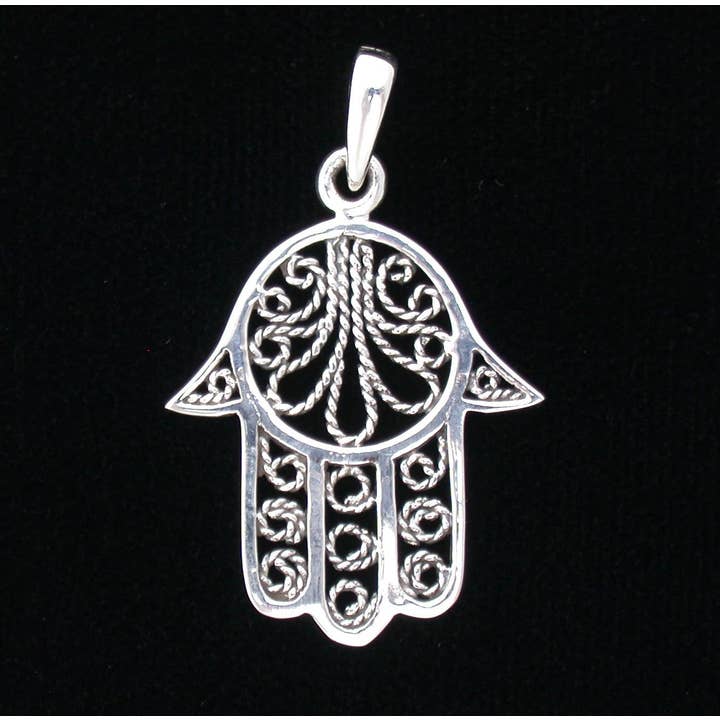 Pendente de Filigrana Larga Hamsa em Prata de 1ª Lei por atacado de Zeppo Merchandisers Inc