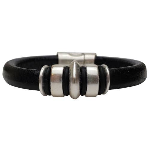 Men's Leather Bracelet, Women's Bracelet, Silver, Jupiter for wholesale by The Essence of Silver