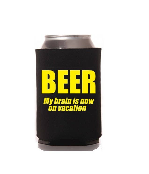 Capital City Commerce – wholesale Drink huggers & koozies – Funny BEER - My brain is now on vacation Can Coolers0