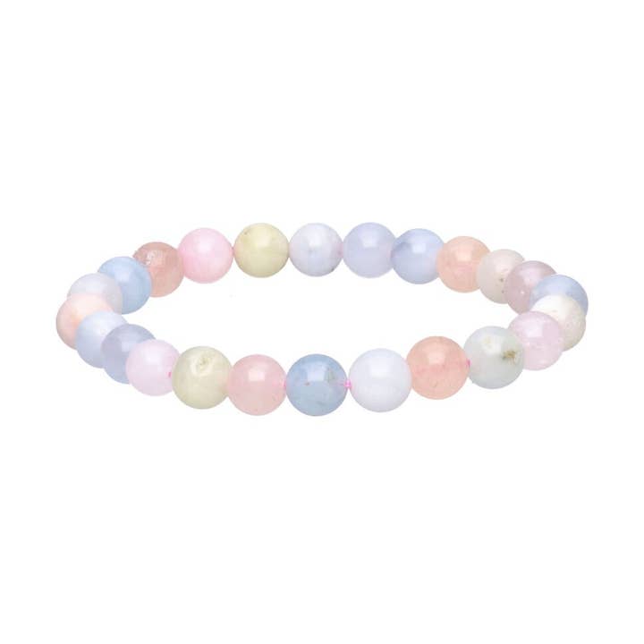 Aquamarine and morganite bracelet, smooth ball, 8 mm for wholesale by Vives de la Cortada S.L